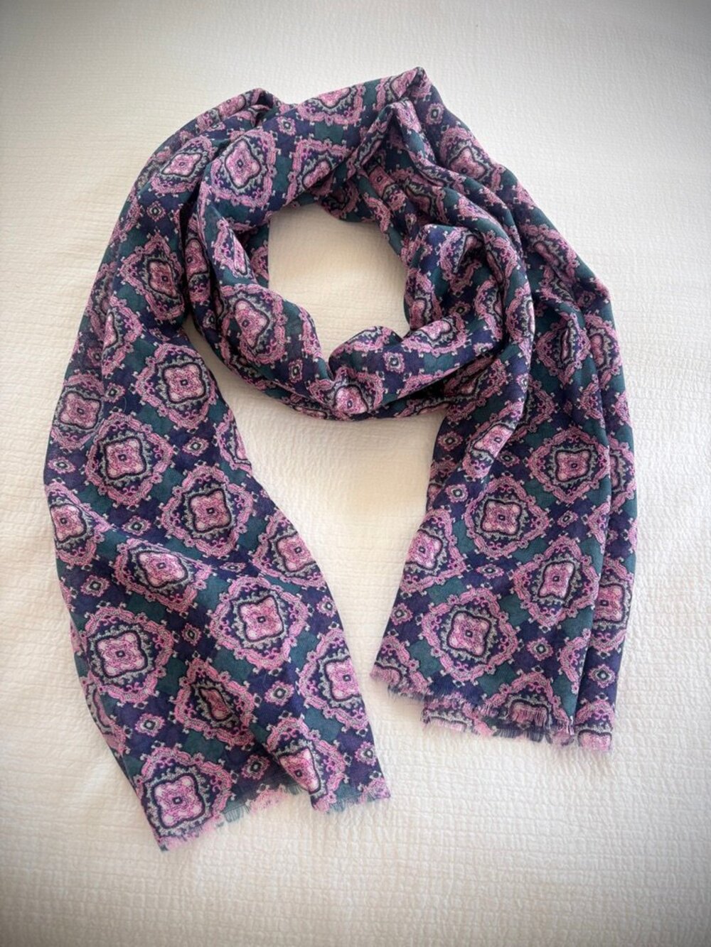 J. Crew Medallion Dot Fringed Lightweight Scarf